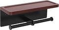 Double Toilet Paper Holder with Phone Shelf - Matte Black Rustic