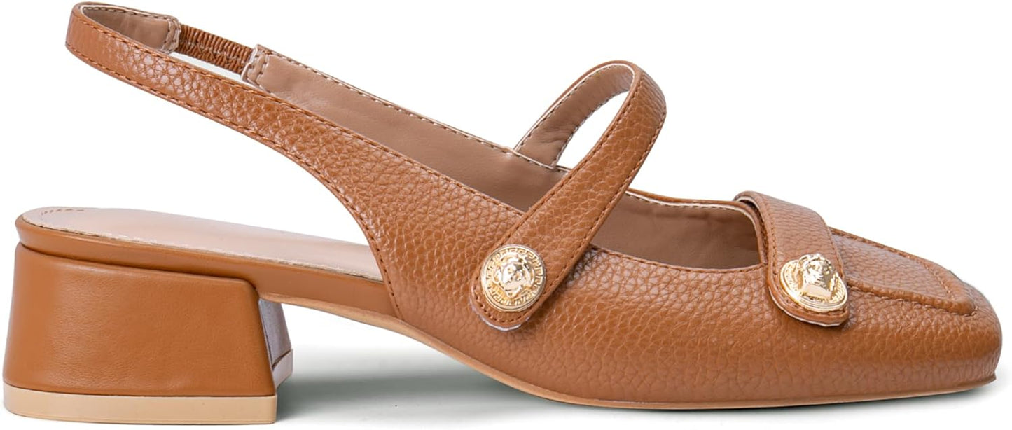 Slingback Mary Jane Heels for Women with Low Block Heel Style