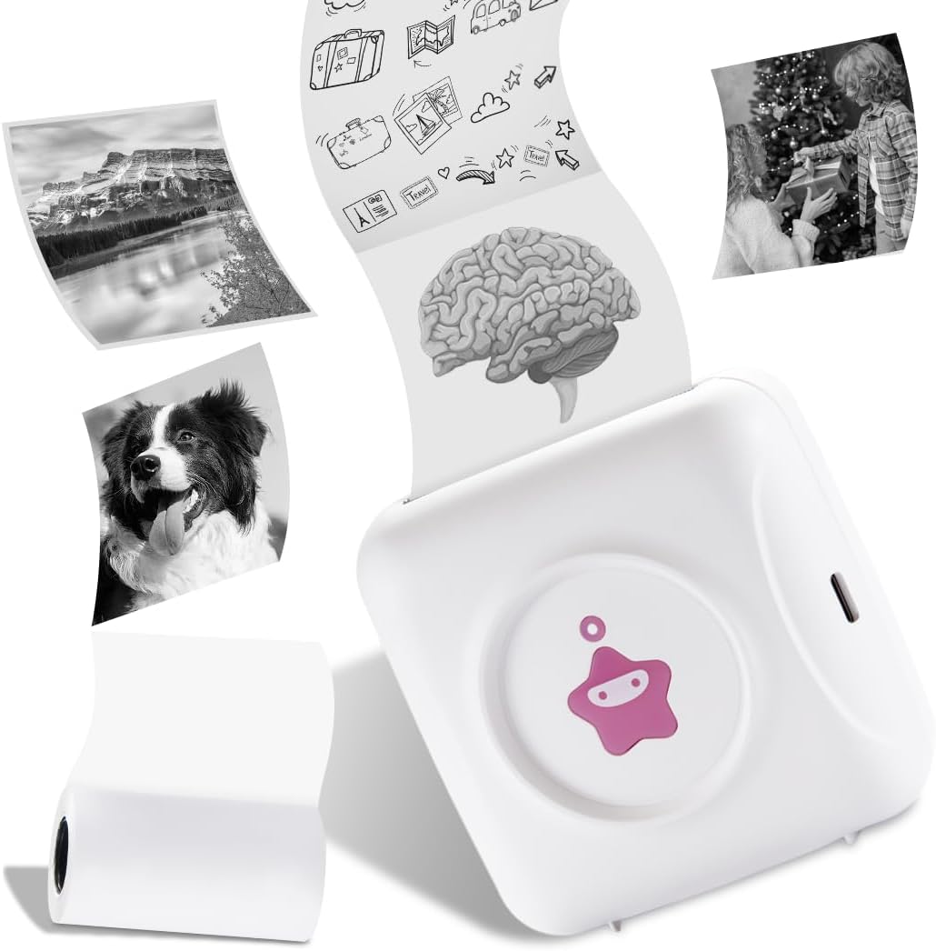 vretti Mini Thermal Printer - Portable Bluetooth Pocket Printer