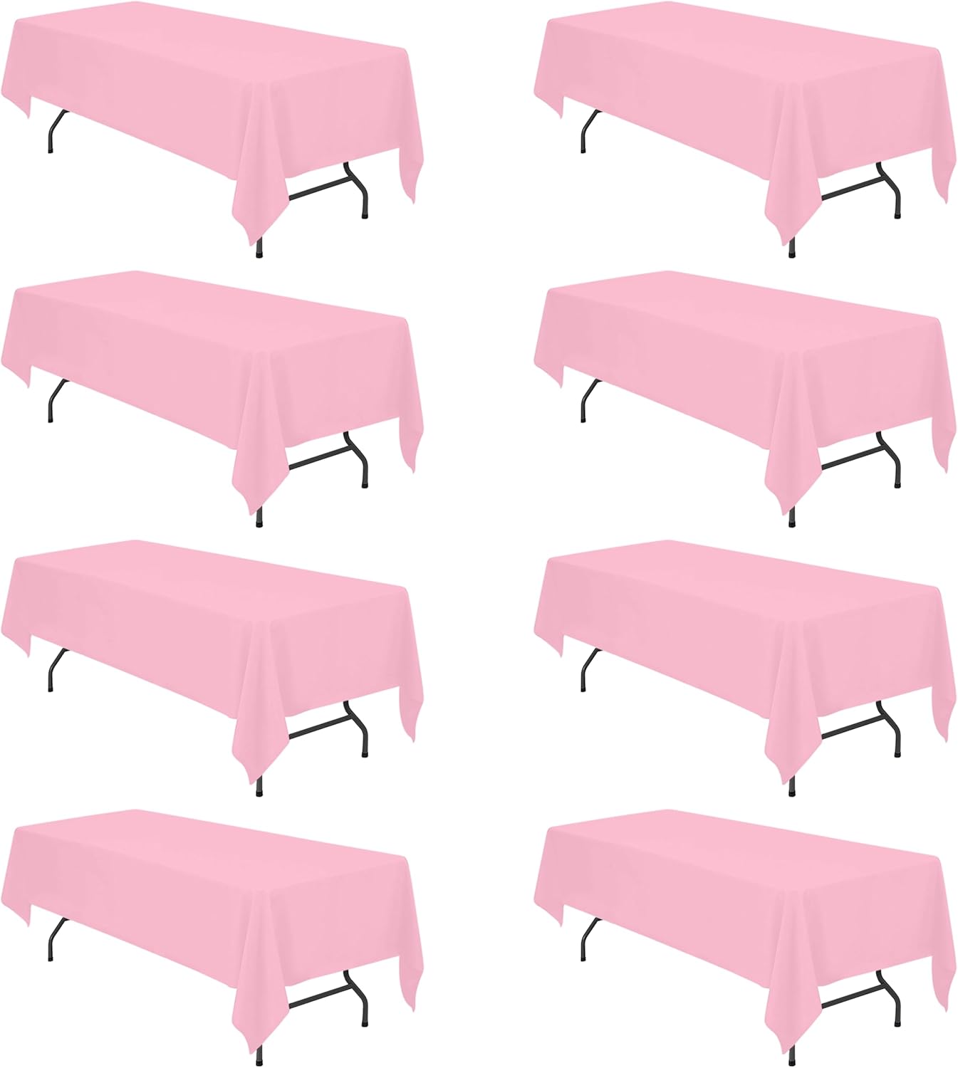 Premium 8 Pack Pink Tablecloths for 8 Foot Rectangle Tables