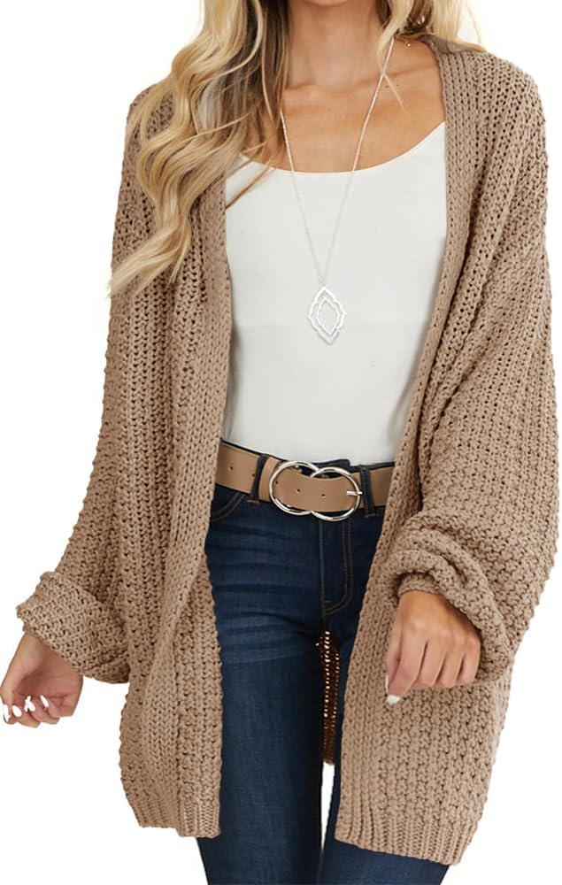 Maroway Womens Cardigan Open Front Chunky Knit Sweater Outwear