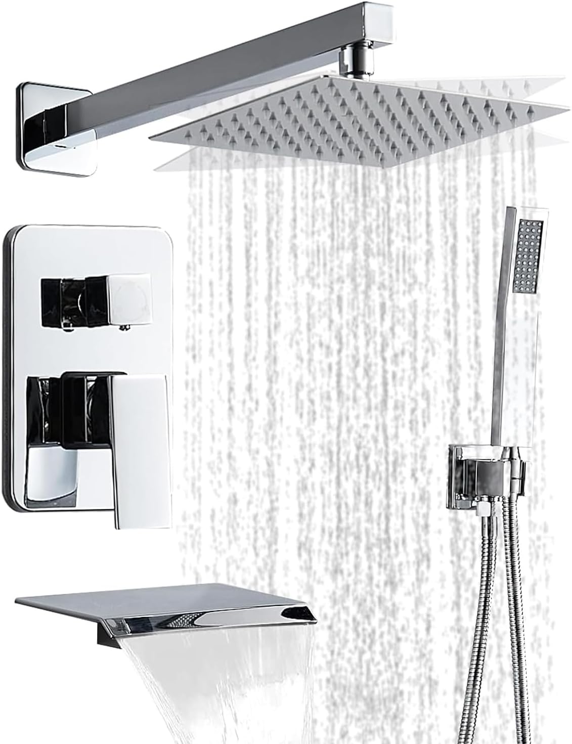 RTTWYYUU Chrome Shower Faucet Set with Tub Spout 8 Inch