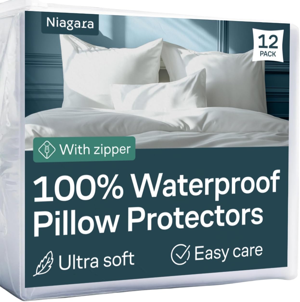 Niagara Waterproof Pillow Protectors Queen 12 Pack 20x30 Inches