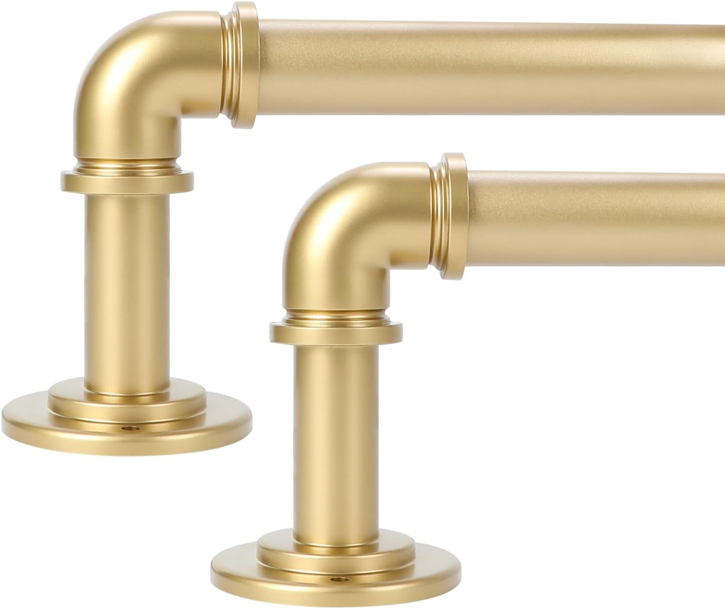 OLV 2 Pack Gold Industrial Curtain Rods for Windows 48 to 84 in