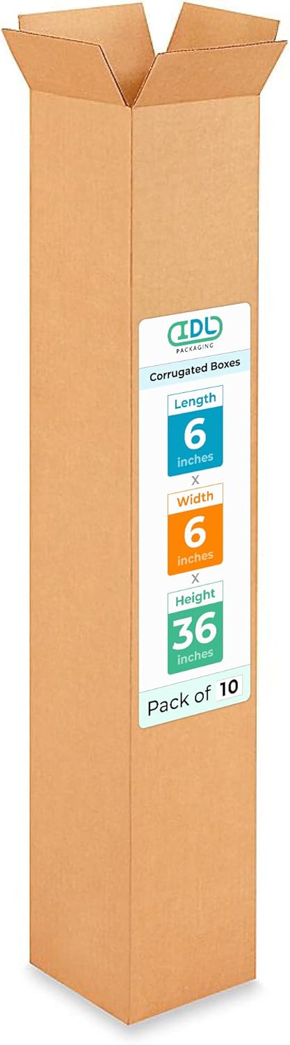 Tall Moving & Shipping Boxes 6x6x36 inches - 10-Pack Extra Strength