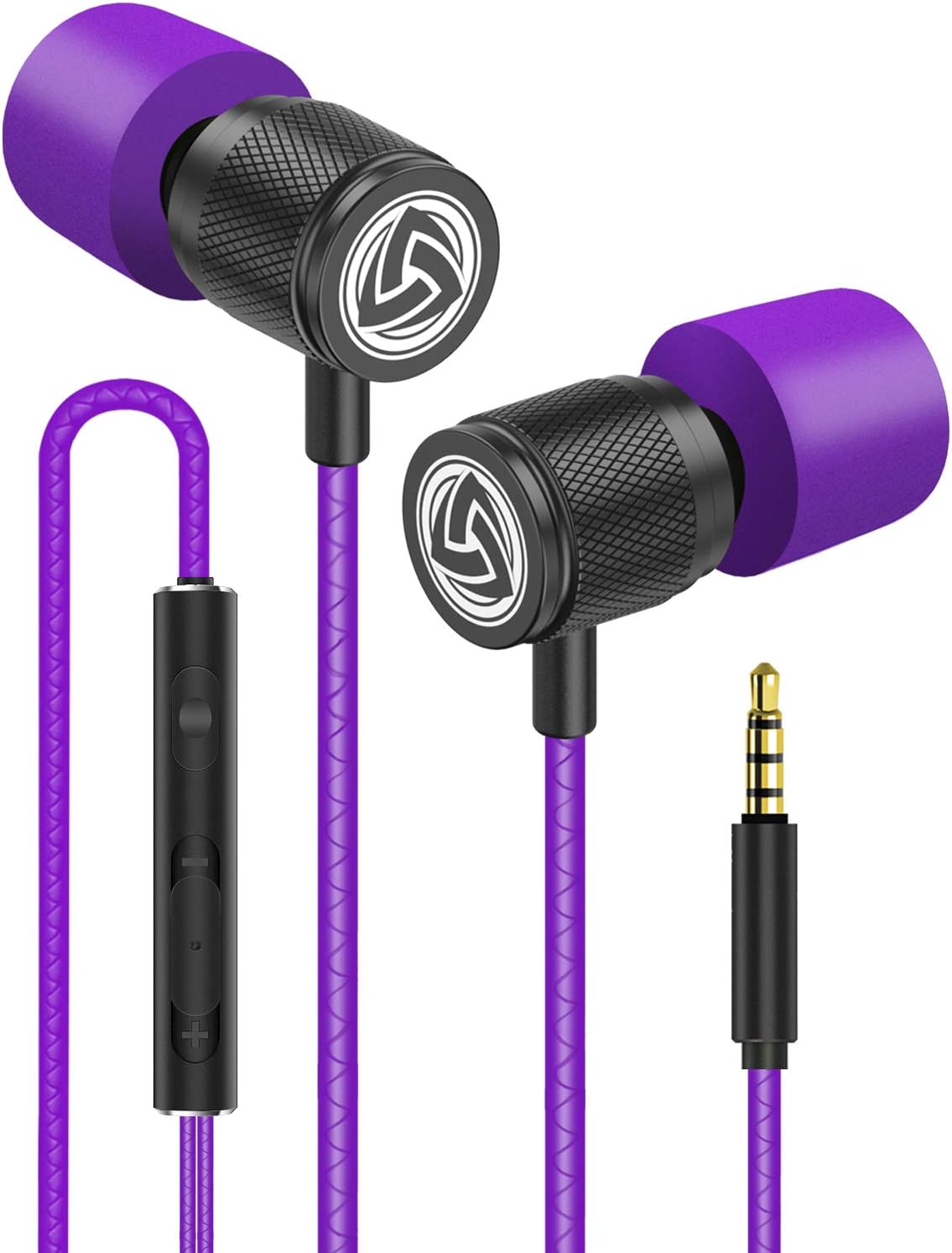 LUDOS Ultra Wired Earbuds: 5-Year Warranty, Noise Isolating, Memory Foam - Purple