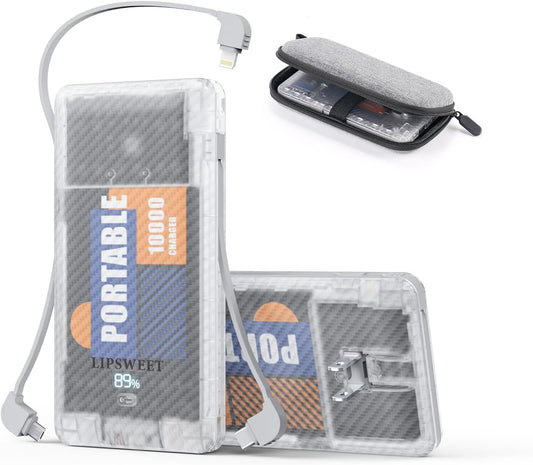 Ultra Slim 10000mAh Power Bank with Built-in Wall Plug - LIPSWEET