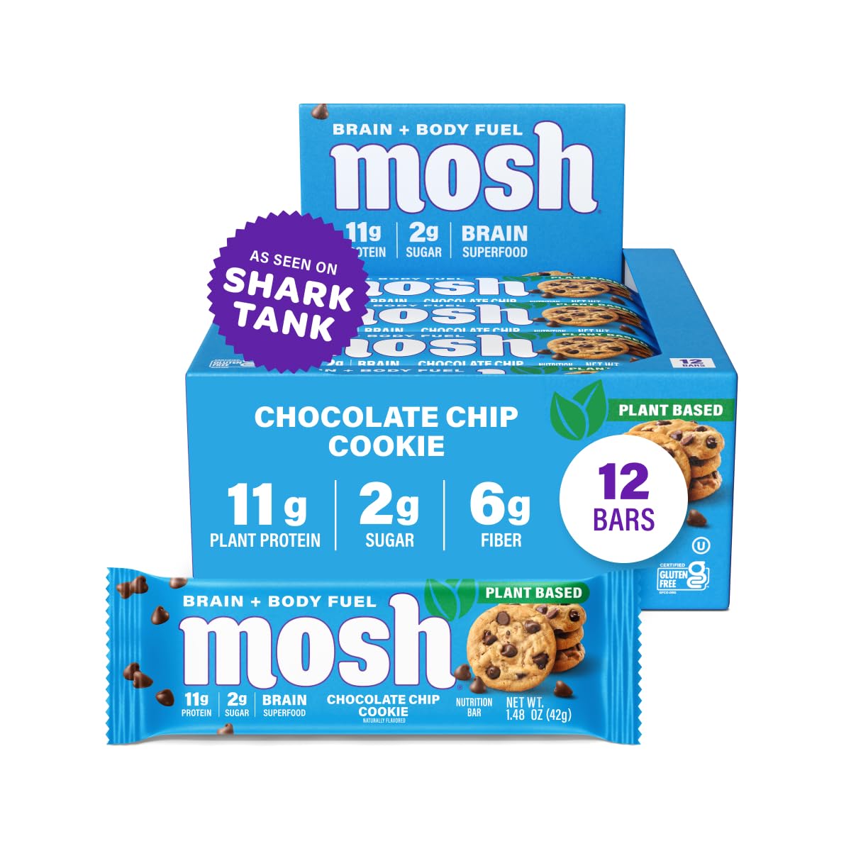 MOSH Vegan Protein Bars with Chocolate Chip for Brain Health