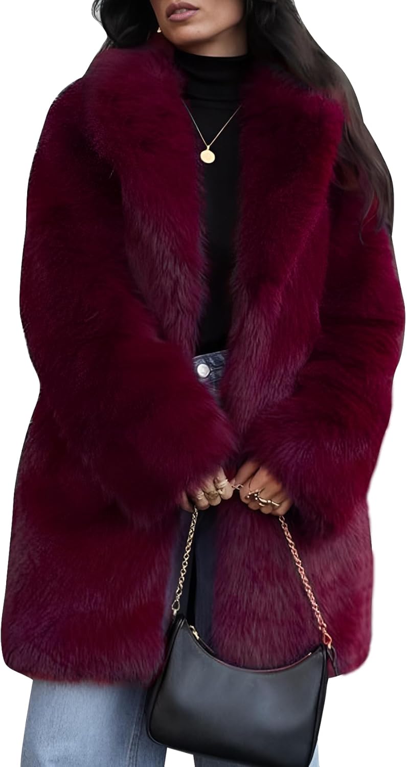 Flygo Womens Long Faux Fur Coats for Warmth and Style