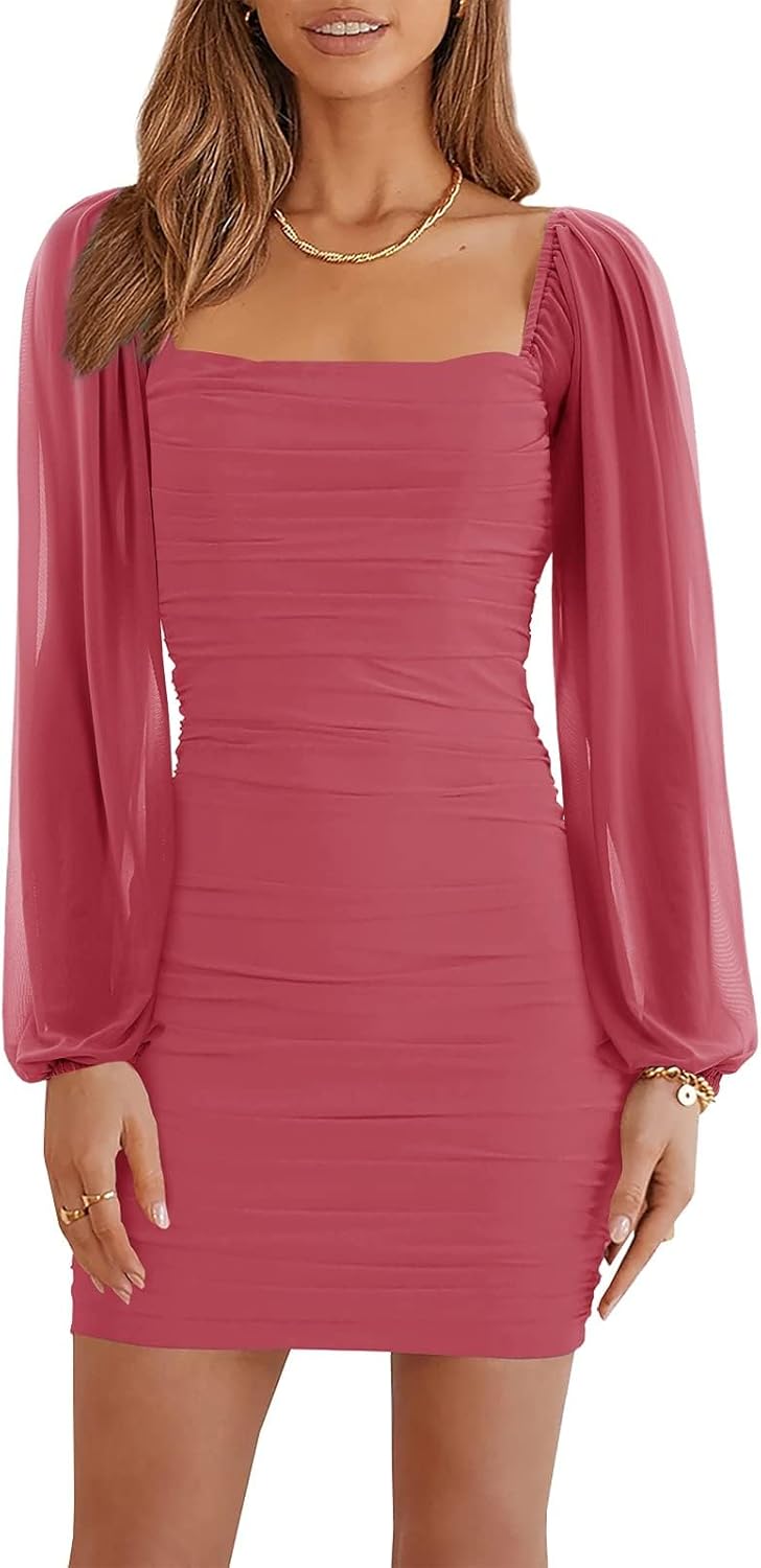 Ofenbuy Women's Mesh Long Sleeve Dress for Every Occasion