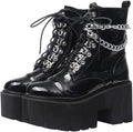 CYNLLIO Block Heel Platform Combat Ankle Booties - Chic Studded Style