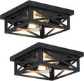 Black Flush Mount Ceiling Light Fixture 2-Pack - Modern Farmhouse