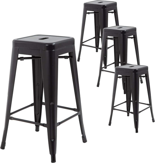 FDW Metal Bar Stools Set of 4 for Indoor and Outdoor Use