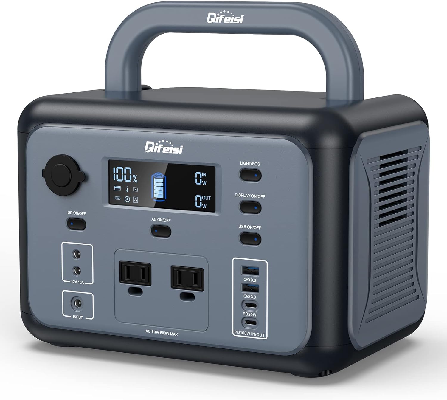 Difeisi Portable Power Station: 518Wh LiFePO4 Battery, Fast Recharge, Dual AC Outlets