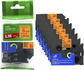 6/Pack LM Tapes LMeB11 1/4 in Black on Bright Orange - Value Pack