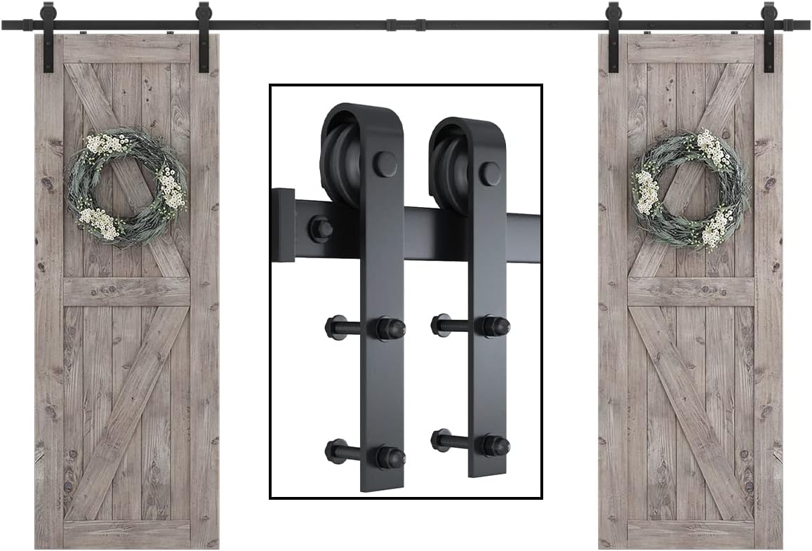 SMARTSTANDARD 11 FT Double Barn Door Hardware Kit for Smooth Sliding