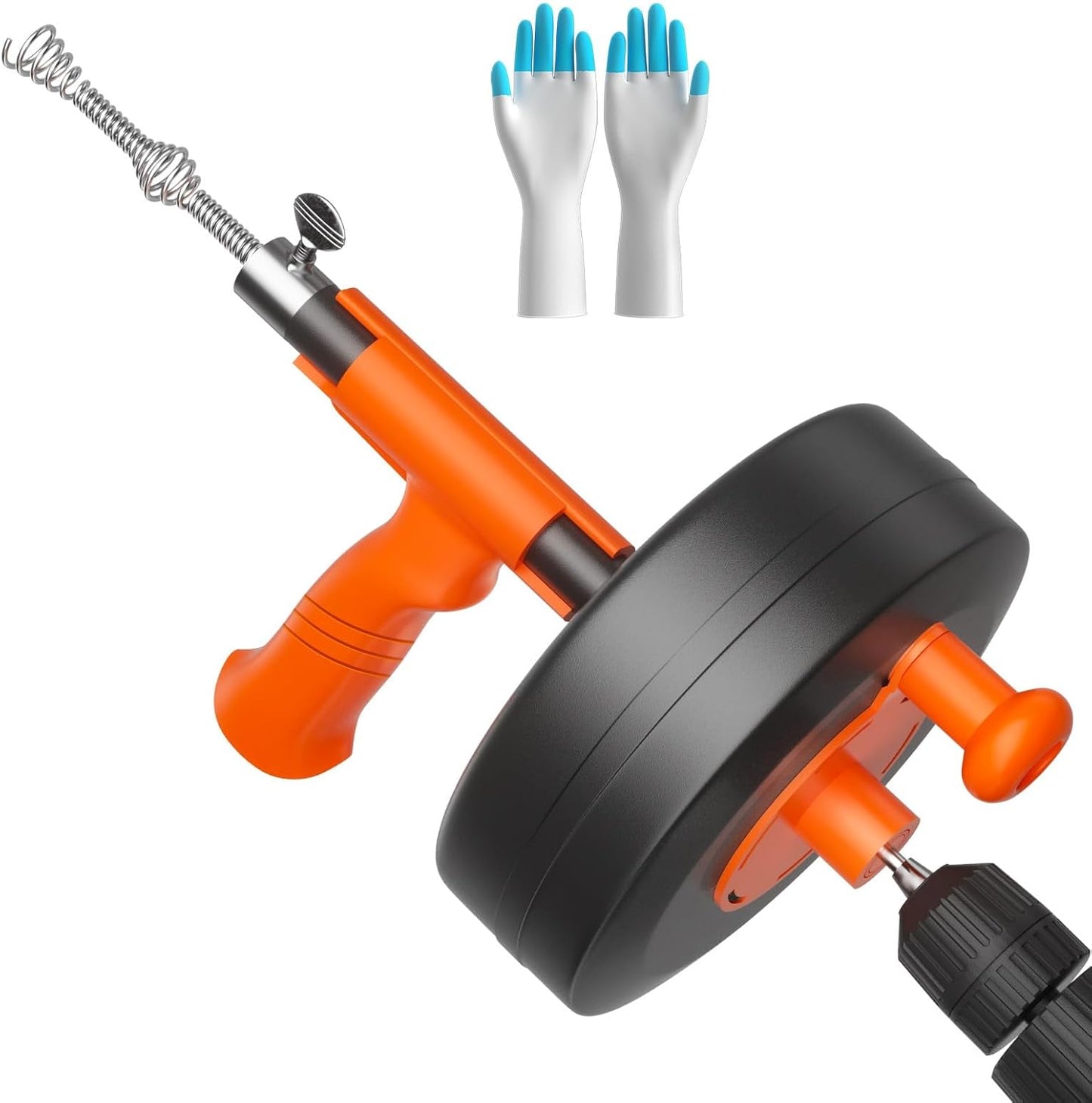 Drain Auger Plumbing Snake with Drill Adapter for Unclogging