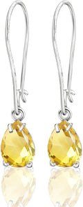 925 Sterling Silver Citrine Teardrop Earrings - Elegant Birthstone