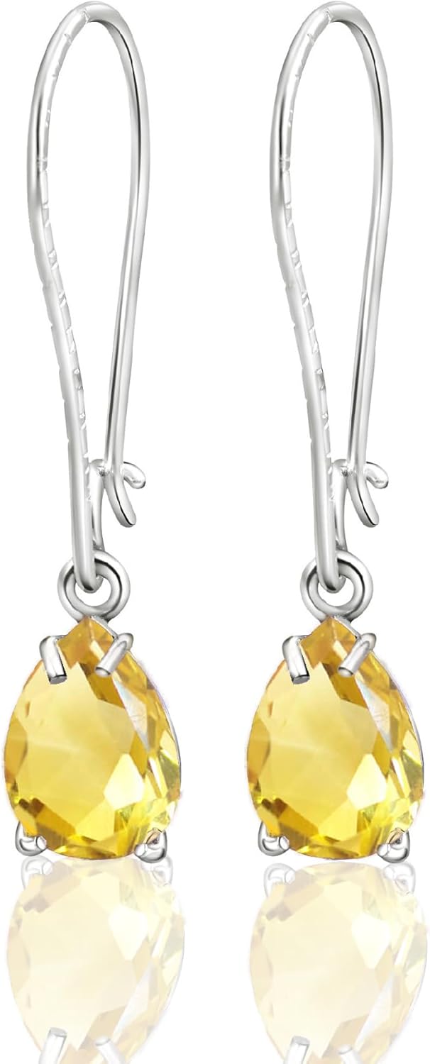 925 Sterling Silver Citrine Earrings - Elegant Gift for Women