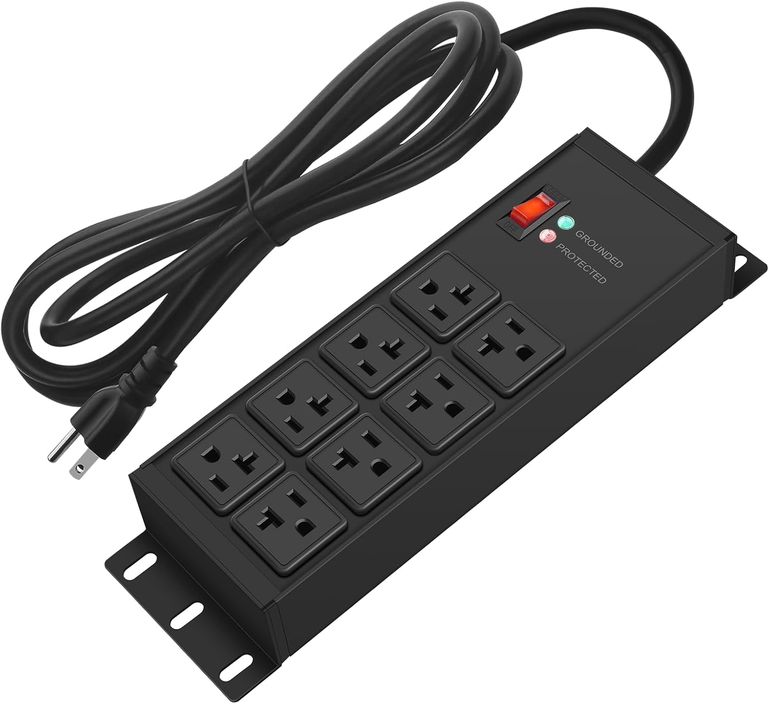 CCCEI Black Heavy Duty Power Strip Surge Protector 20 AMP