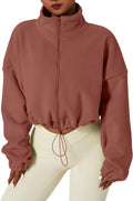 QINSEN Women's Full Zip Fleece Short Jacket - Cozy Cropped Winter