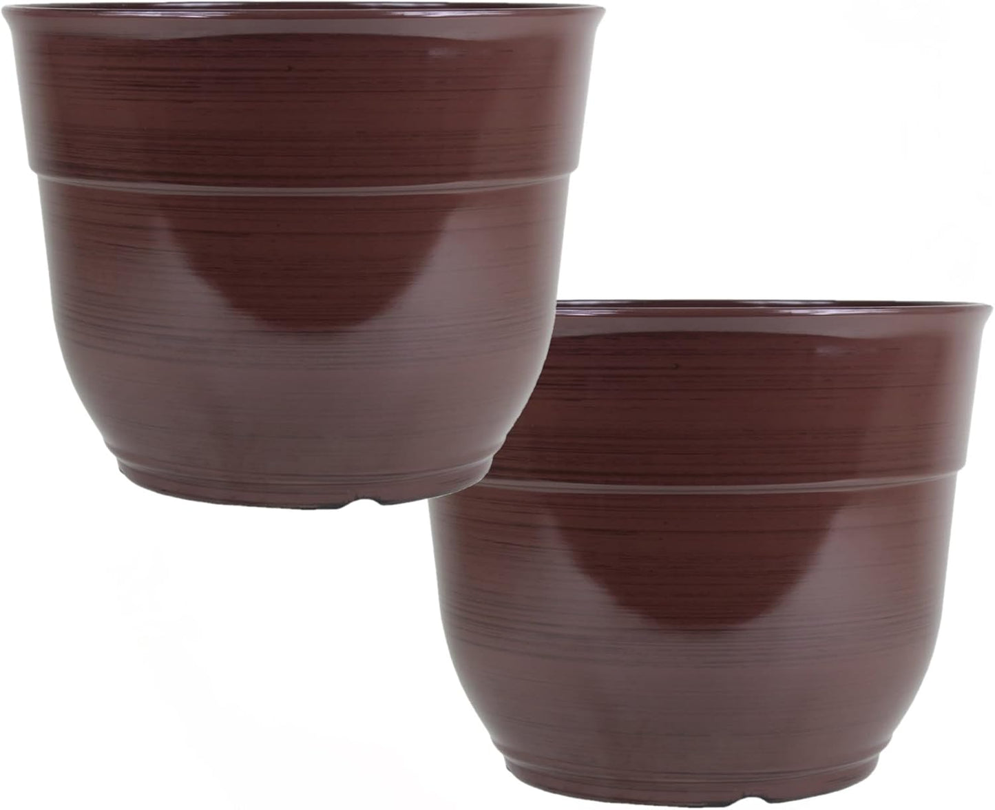Large Dark Brown Glazed Plastic Planters for Indoor Outdoor Use