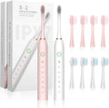 2 Pack Sonic Electric Toothbrush for Adults and Kids with 8 Heads