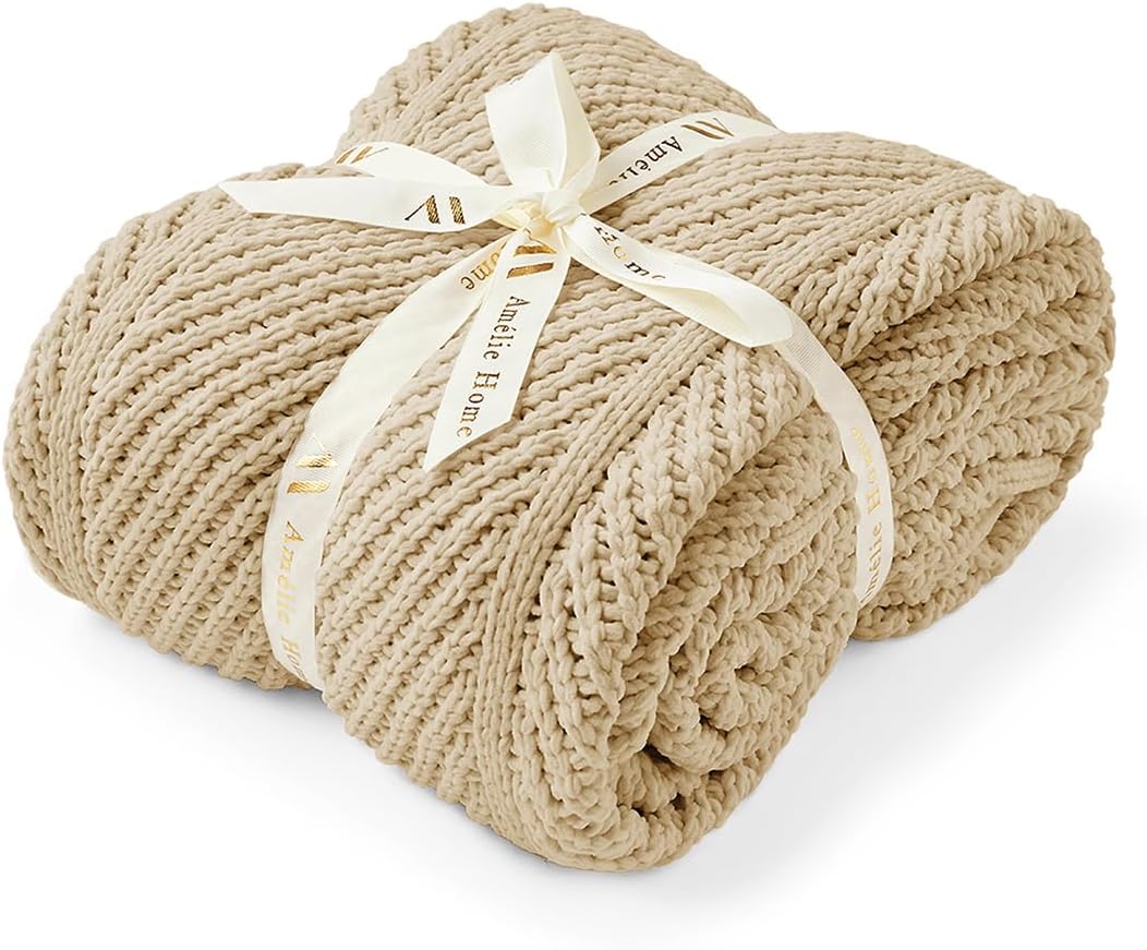 Chevron Chenille Knit Throw Blanket for Cozy Home Decor