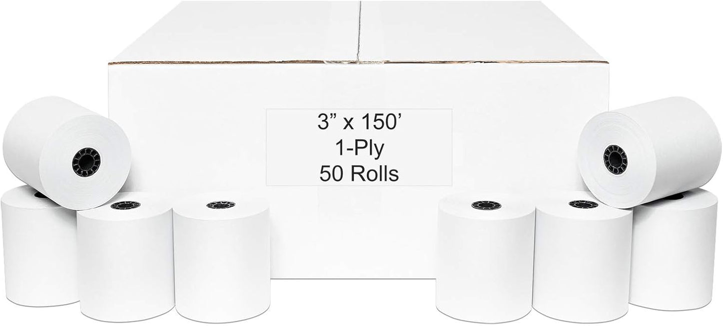 3in x 150ft Kitchen Printer Receipt Paper - Premium Quality Rolls