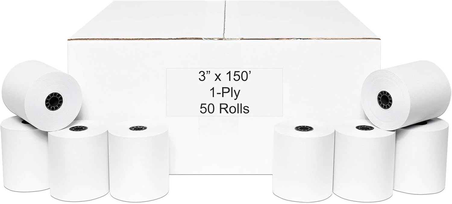 3in x 150ft Kitchen Printer Receipt Paper - Premium Quality Rolls