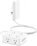Flat Extension Cord with Outlet Cover - Space-Saving 8-Outlet Power
