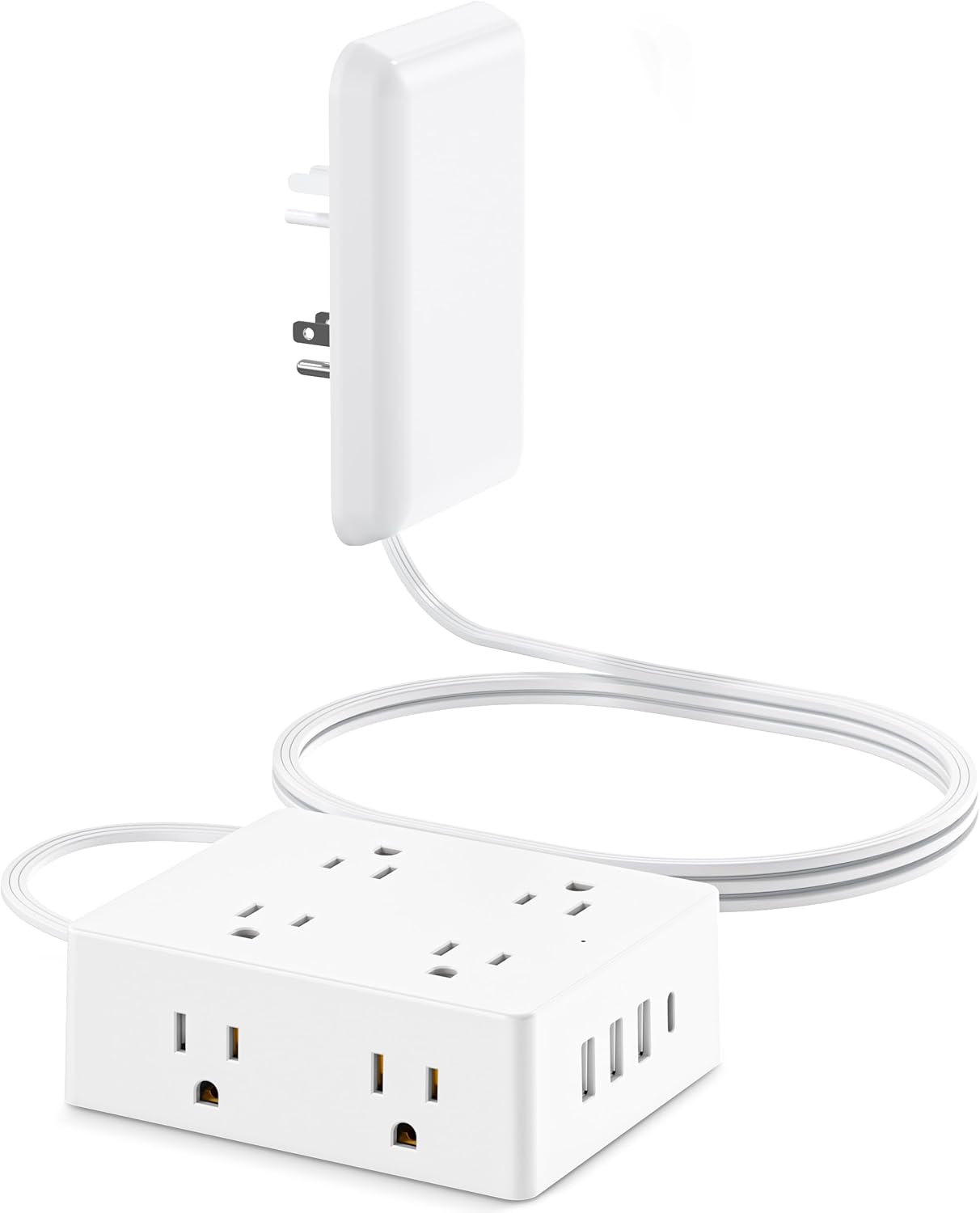 Olcorife Surge Protector Power Strip 8 Outlets 4 USB - Space-Saving!
