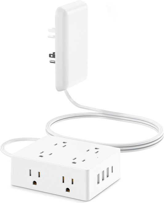 Olcorife Surge Protector Power Strip 8 Outlets 4 USB - Space-Saving!