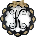 Letter L Monogrammed Door Hanger - White with Burlap Bow