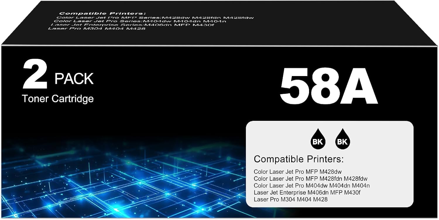 58A Toner Cartridge Black for Laser Jet Pro M404dw M406dn