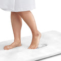 Memory Foam Bath Mat Non Slip Absorbent Super Cozy Velvet Rug - White