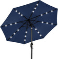 10ft Solar Polyester LED Patio Umbrella Navy Blue - Lighted Shade