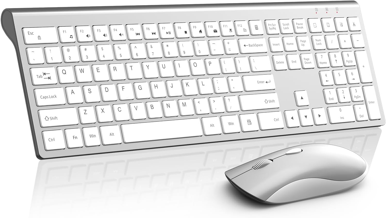 Silent Wireless Keyboard Mouse Combo, 2400 DPI, Full Size Ergonomic Set - SHUNJINRUN