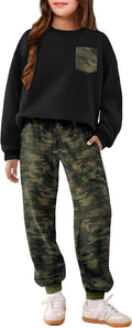 Girls Oversize Pullover Sweatshirt and Sweatpant Set - Cozy Fall Fit