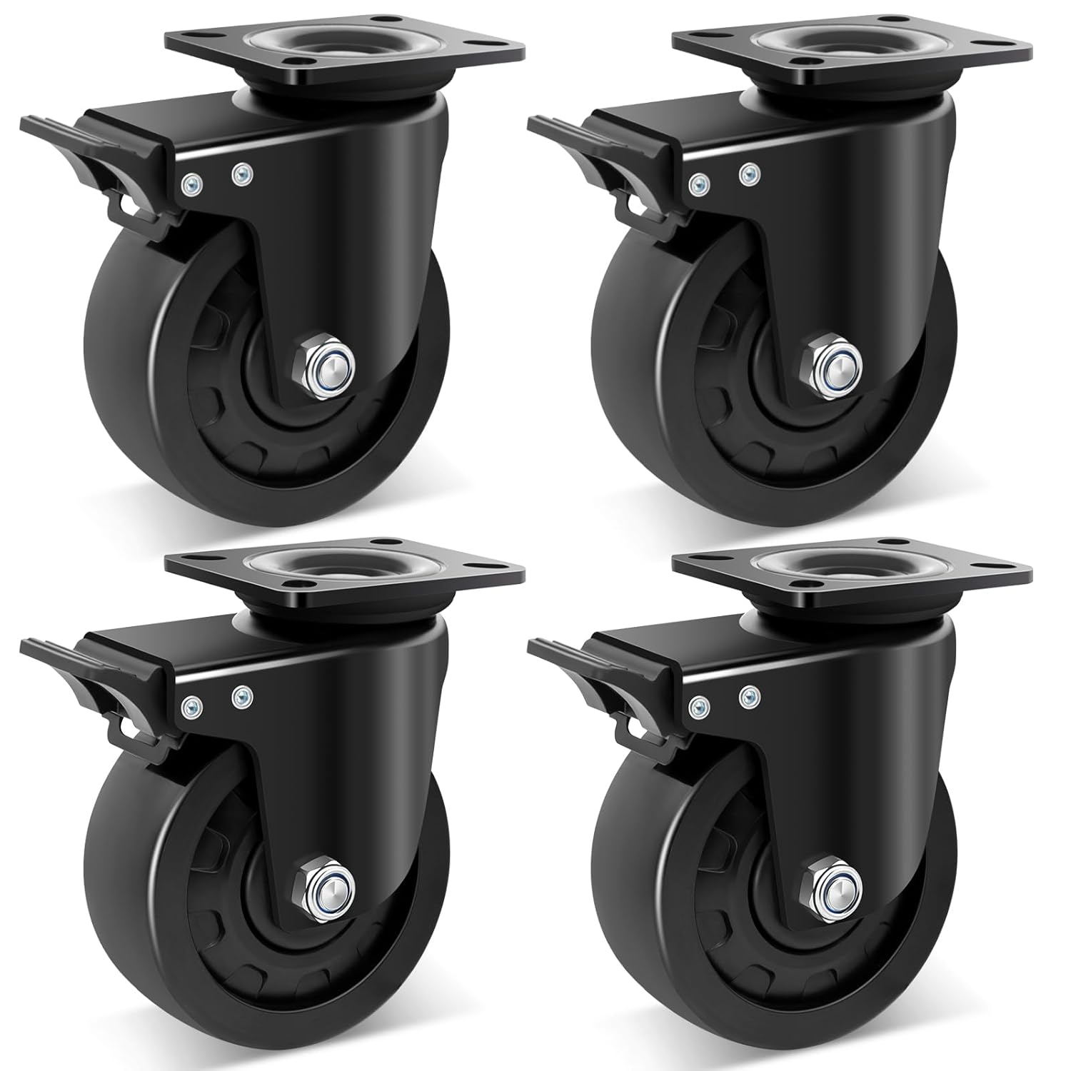 5-inch Heavy Duty Swivel Plate Caster Wheels Set of 4 for Equipment