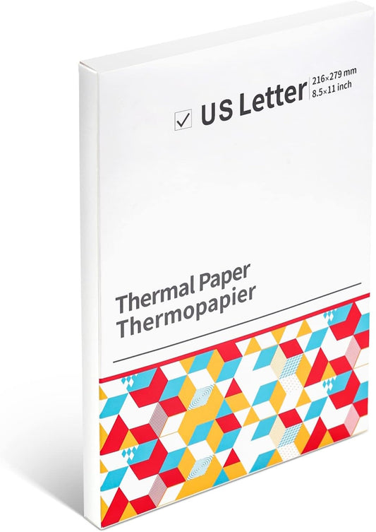 100 Sheets US Letter Thermal Paper for Phomemo, COLORWING, Odaro & More - Omezizy