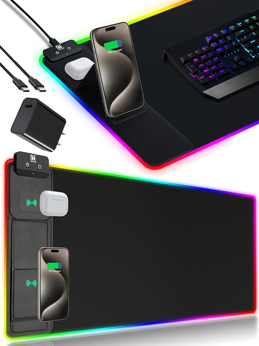 XXL Mouse Pad with Phone Holder and RGB Lighting for Gamers