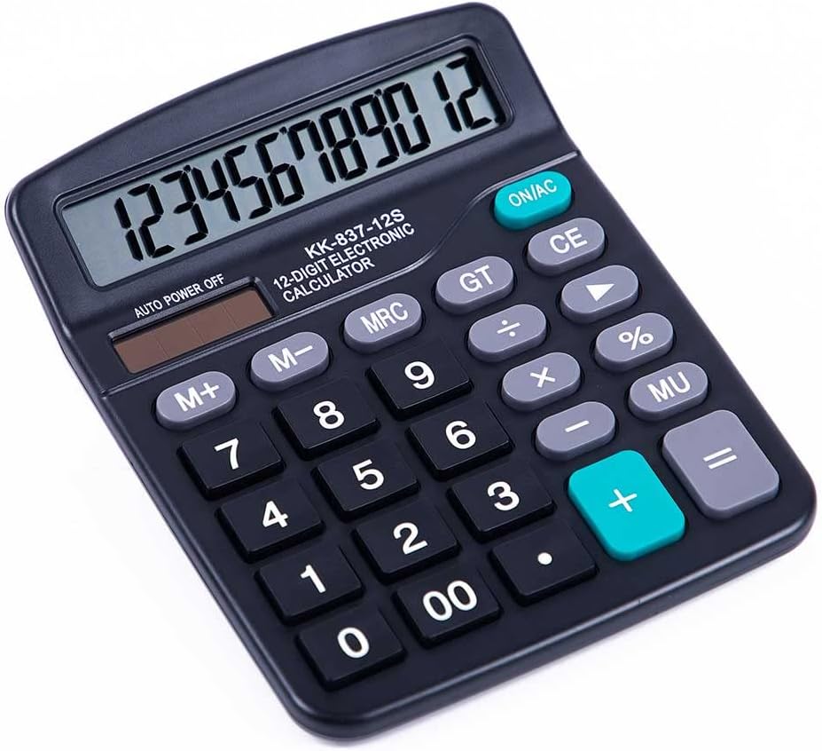 12-Digit Large LCD Desktop Calculator for Office & School - LIJUST