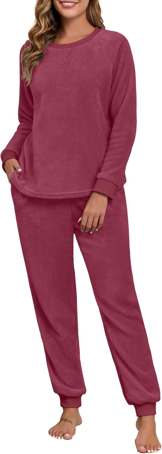PrinStory Fluffy Pajamas for Women - Soft Fleece Winter Set