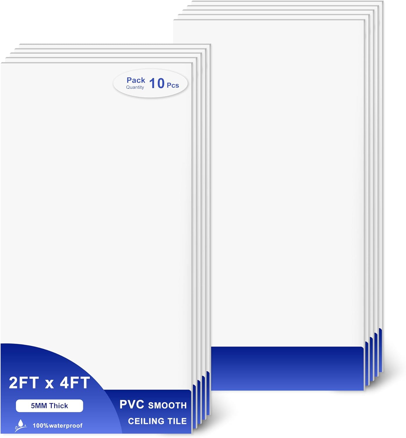 Smooth Drop Ceiling Tiles 2ft x 4ft - Waterproof and Fire-Rated