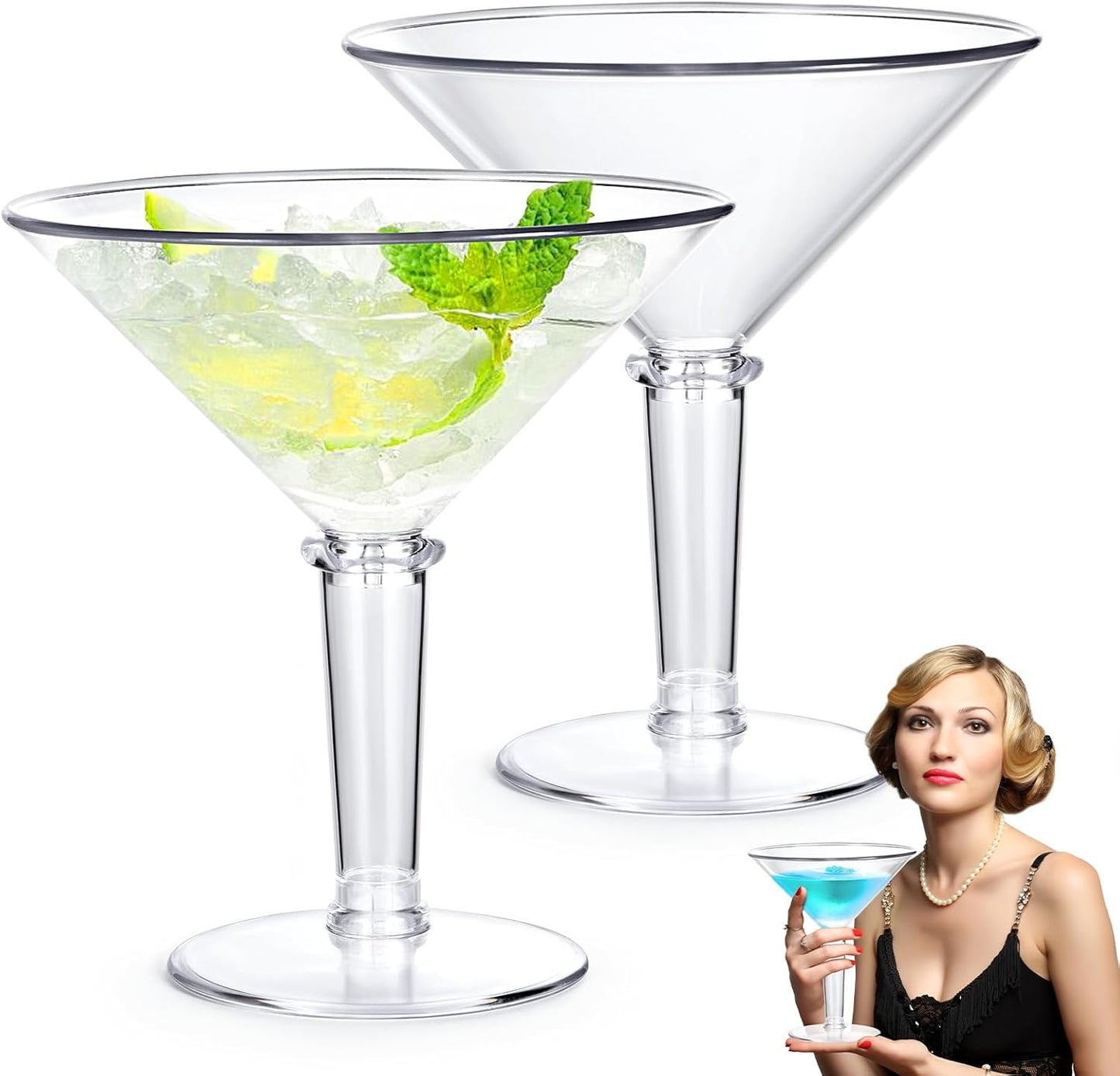 Unbreakable Jumbo Martini Glasses Set of 2 for All Events