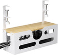 Under Desk Cable Management Box with Lid - Large Tray for Tidy Cords
