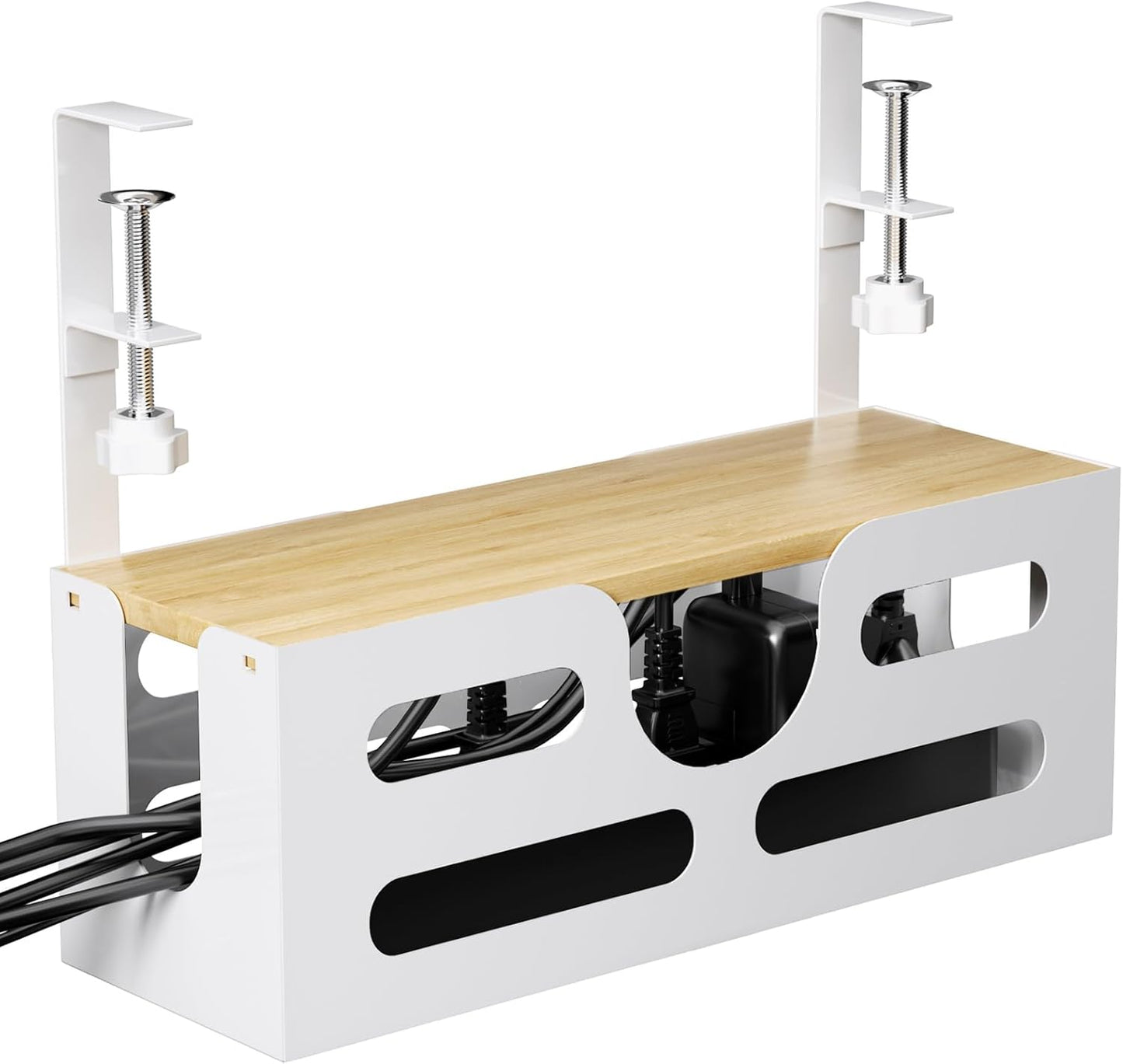 Large Cable Tray Box with Adjustable Clamps for Home & Office