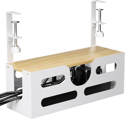 Large Cable Tray Box with Adjustable Clamps for Home & Office