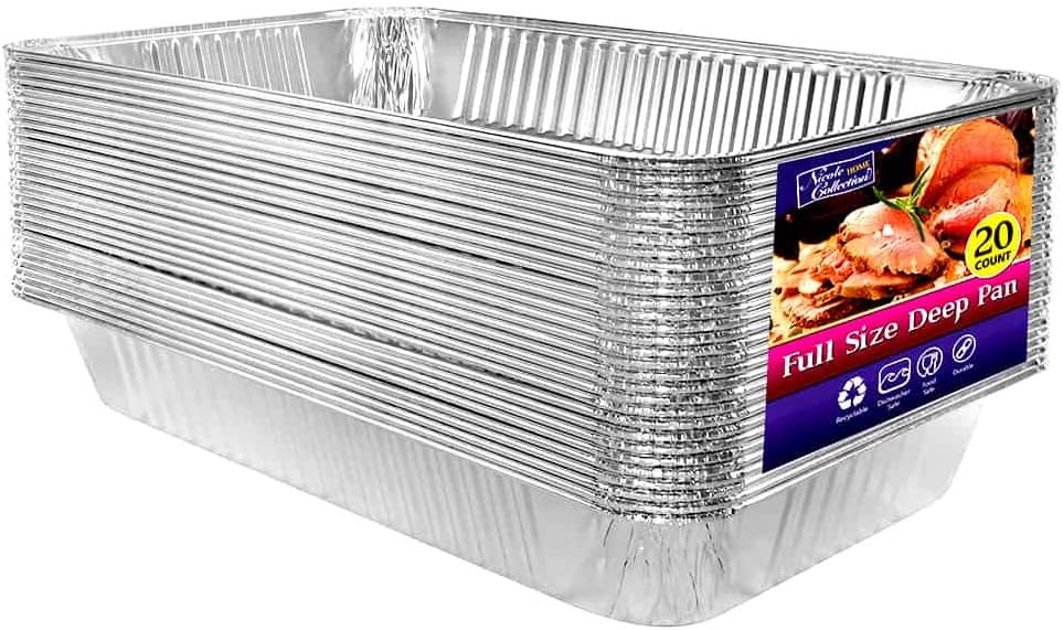 Aluminum Deep Foil Pans for Roasting & Baking - 20 Pack